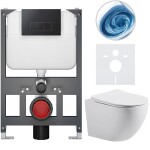 CERANO - Kompletní WC set Basic/Cesso - bílá matná - WC tlačítko Modulo/Černá - závěsné - nízký modul - předstěnová instalace - 49x36 CER-8050BD86189