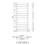CERANO - Koupelnový elektrický radiátorový set Claude - WIFI - 600W - černá matná - 1200x500 mm CER-978830