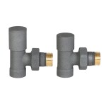 CERANO Připojovací sada radiátorových ventilů - ruční - rohová - 1/2"/1/2"- šedá matná