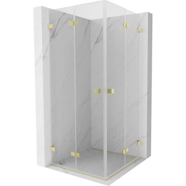 MEXEN/S - Lunar-F Duo sprchový kout skládací dveře 95 x 95, transparent, zlato kartáčovaná 836-095L-095P-55-00