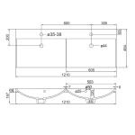 Mereo Bino, koupelnová skříňka s umyvadlem z litého mramoru 121 cm, bílá/dub CN673M