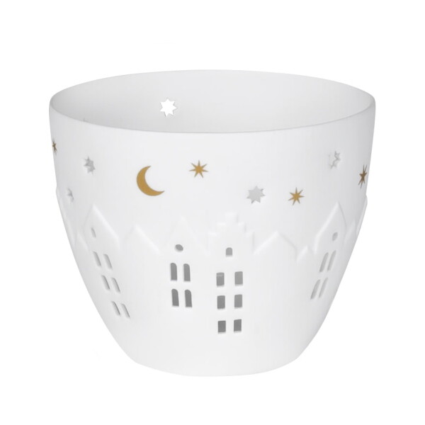 Räder Porcelánový svícen Houses, bílá barva, porcelán