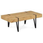 Stůl konferenční, 110x60x42, MDF divoký dub, kov černá matná