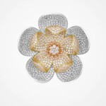 Luxusní brož ve tvaru zářivého květu se zirkony Manon, Zlatá