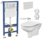 GEBERIT DuofixBasic s bílým tlačítkem DELTA51 + WC CERSANIT CITY NEW CLEANON + WC SEDÁTKO SLIM 458.103.00.2 51BI CI2