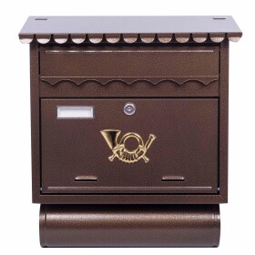 Poštovní schránka hnědá, hranatá stříška, 390x150x440mm, ST 104