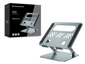 Conceptronic Stojan pro notebook 17" šedý / Stojan pro notebook / skládací / výškově nastavitelný / nosnost 3 kg (THANA10G)