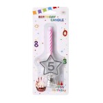 Dortisimo Svíčka růžová s LED stříbrným podstavcem ve tvaru hvězdy číslo 5