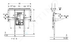 Duofix Předstěnová instalace pro umyvadlo Geberit ONE 90 cm, pro nástěnnou armaturu ONE, podomítkový sifon a prvek Clou, na výšku místnosti 111.072.00.1