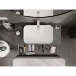 MEXEN/S - Rivel koupelnová skříňka pod umyvadlo 100 cm s deskou, 2 zásuvky, reliéf , grafit mat 91A20-10047-2-BFFC66