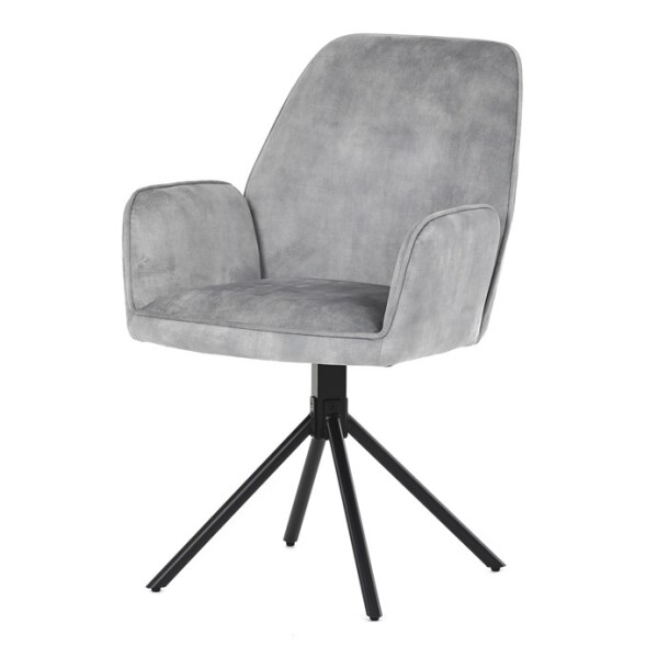 Židle jídelní a konferenční, stříbrná látka v dekoru žíhaného sametu, kovové černé nohy