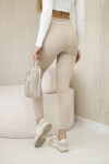 Dámské žebrované legíny s vysokým pasem béžový UNI