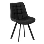 Židle jídelní, černá látka v dekoru broušené kůže, černý kov