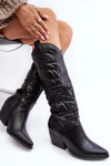 Dámské kožené kovbojské boty na vysokém podpatku černá Sloana 37