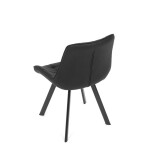 Židle jídelní, černá látka v dekoru broušené kůže, černý kov