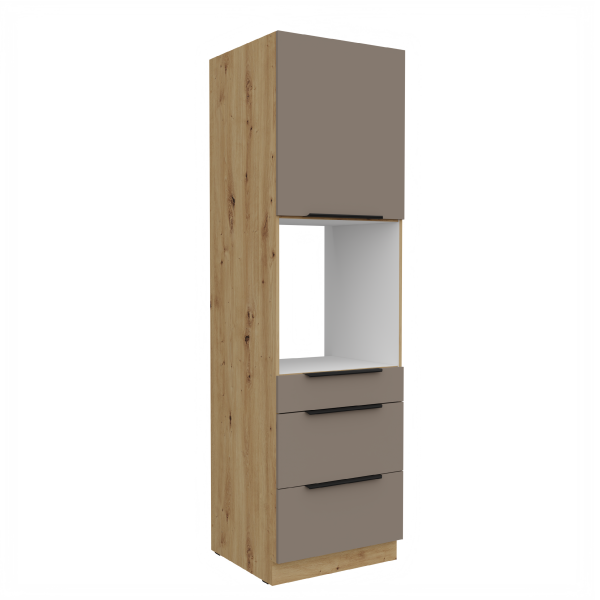 Vysoká skříňka pro vestavnou troubu Aria 60 DPS-210 3S 1F - Premium Box Barva korpusu: Dub artisan, Barva dvířek: TA - Sandgrau AFM