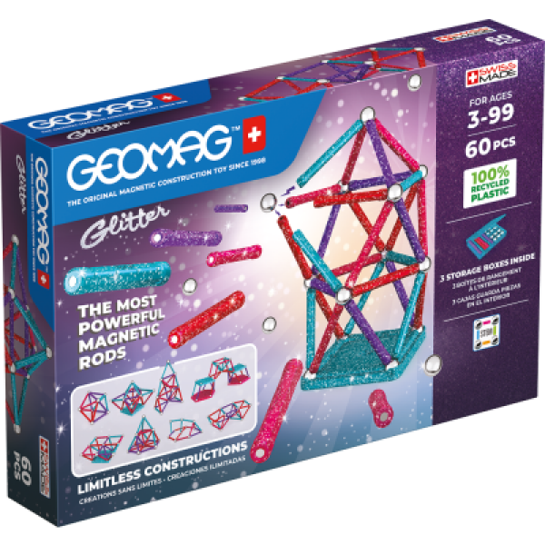 Geomag Glitter Recycled 60 dílků - Geomag