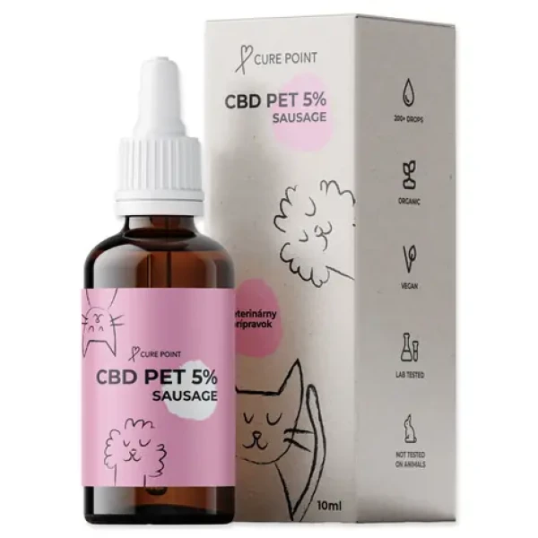 Cure Point CBD PET 5% olej pro psy, klobásová příchuť / CBD olej / Pro psy, kočky a koně / 10 ml (G6664-225869)