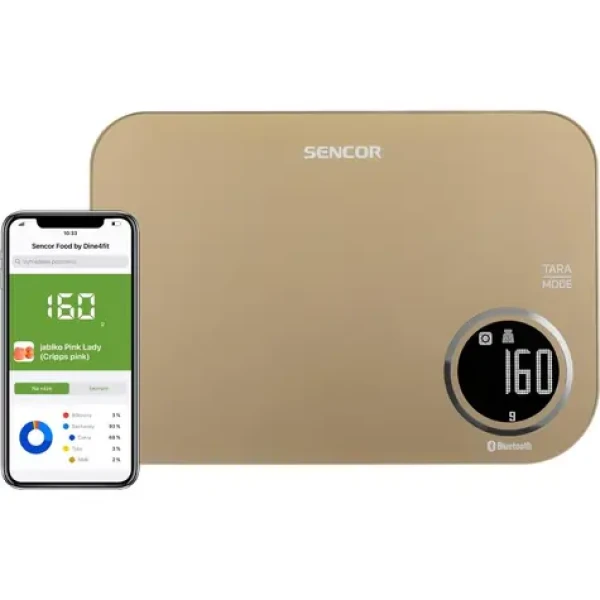 SENCOR SKS 7077CH béžová / chytrá kuchyňská váha / max. 5kg / funkce TARE / Bluetooth (8590669263219)
