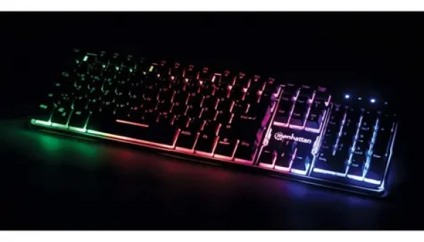 Manhattan USB gaming klávesnice černá / Klávesnice / drátová / LED podsvícení / Anti-ghosting / kovový spodek / IPX4 (178457)