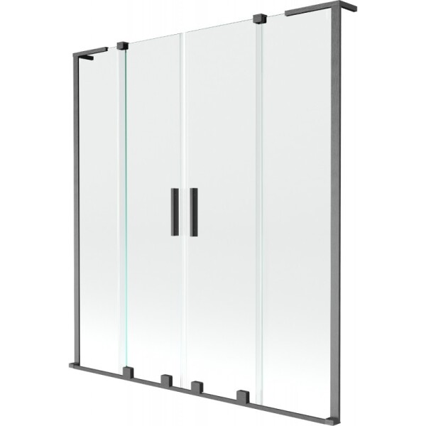 MEXEN/S - Velar L Duo dvoukřídlá posuvná vanová zástěna 150 x 150, transparent, grafit kartáčovaná 896-150-003-02-66