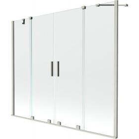 MEXEN/S - Velar Duo dvoukřídlá posuvná vanová zástěna 200 x 150, transparent, nikl kartáčovaný 896-200-000-02-97