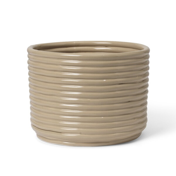 Ferm Living Obal na květináč Corduroy Cashmere, béžová barva, keramika
