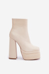 Boty Na Masivní Platformě A Podpatku Zateplené Světle Béžové Selahra 39