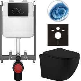 CERANO - Kompletní WC set Basic/Cesso - černá matná - WC tlačítko Dualo/Černá - pro zazdění - 49x36 CER-8050BD86201
