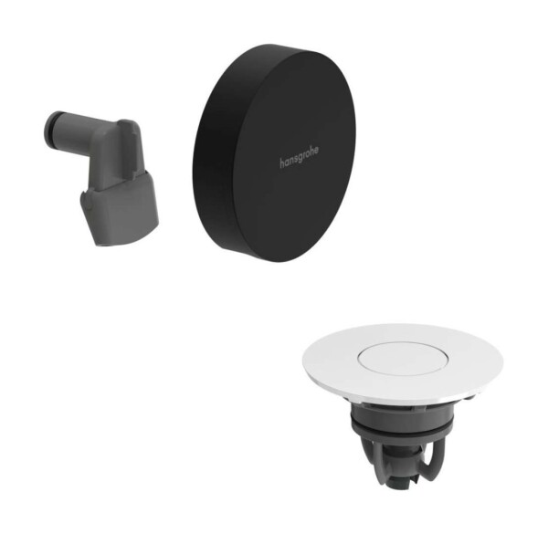 HANSGROHE - Exafill Vrchní sada k vanové odtokové a přepadové soupravě s napouštěním, Push-Open, matná černá/lesklá bílá 58119670