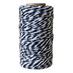 Bella Rose Bavlněný provázek 50 m – Black / White, černá barva, bílá barva, textil
