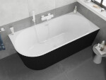 MEXEN - Silo volně stojící rohová vana pravá reliéf 150 x 75, bílá/černá, bez krytky přepadu a zátky 52891507575P-SS
