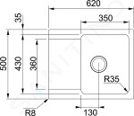 FRANKE - Orion Tectonitový dřez OID 611-62, 620x500 mm, černá 114.0288.569