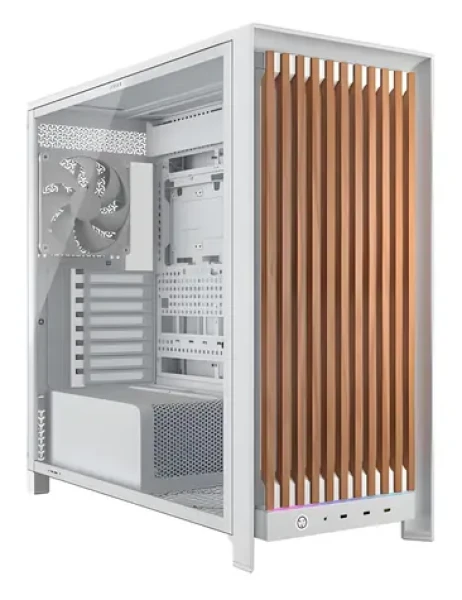 Corsair FRAME 5000D Wood RS bílá / Skříň / E-ATX / 3x USB-C / 2x 200mm + 1x 140mm / bez zdroje / průhledná bočnice (CC-9011354-WW)