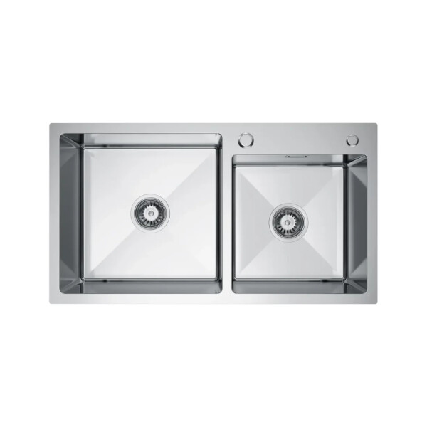 VELAZO - Dvoukomorový ocelový dřez 78 x 45 cm s hlubokou mísou, INOX VELAZ7845