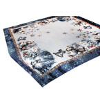 DumDekorace Vánoční gobelínový ubrus s lurexem - Sněhulák a sněhové vločky Šířka: 90 cm | Délka: 90 cm