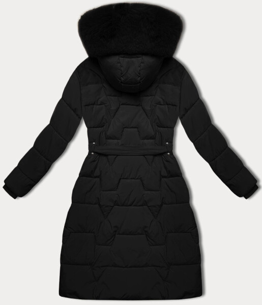 Černá dámská bunda pro přechodné období s páskem J Style (16M9176-392) odstíny černé L (40)