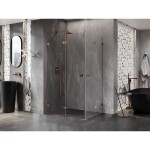MEXEN/S - Lunar-F Duo sprchový kout skládací dveře 95 x 85, transparent, růžové zlato 836-095L-085P-60-00