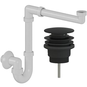 CERANO Sifon umyvadlový/nábytkový, místošetřící - DN32/250-700 mm - bílá s výpustí click-clack - univerzální - plast - černá matná