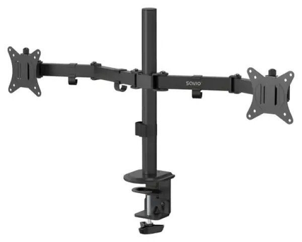 Savio UM-03 černá / Stolní držák pro 2 monitory / 17-32" / VESA 100x100 / naklápěcí, otočný (UM-03)