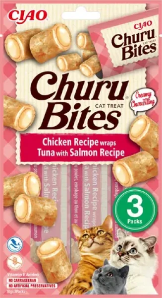 Churu Cat Bites kuře, tuňák a losos 30 g / Pamlsek pro kočky / bez obilovin (EU723)