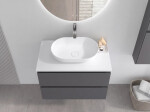 CERANO - Koupelnová skříňka Carole - antracitová + deska z lit. mramoru Elanys - 12 mm - bílá matná - 80x49,2x46 CER-267347