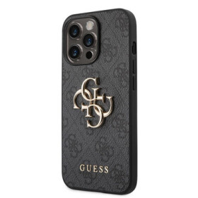 Pouzdro Guess PU 4G Metal Logo iPhone 14 Pro šedé