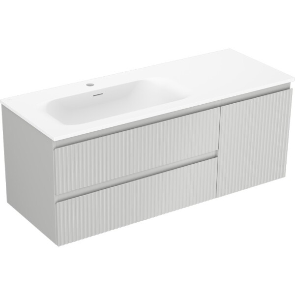 MEXEN/S - Rivel koupelnová skříňka 120 cm s umyvadlem Vela levá, 2S, 1D, reliéf, šedá mat/bílá mat 91A23-12047-3-BBFFF62-W23L01