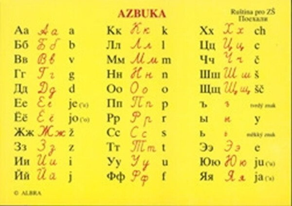 Azbuka - Ruský jazyk pro ZŠ (tabulka A6, azbuka, číslovky, dny v týdnu)