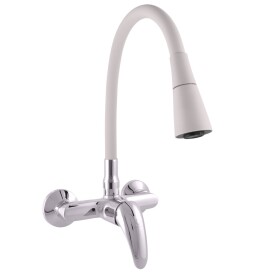 RAV Slezák - SÁZAVA - Umyvadlová/dřezová baterie s flexibilním ramínkem, Chrom/Šedá, 100 mm SA002.0/13S