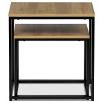 Set 2 ks odkládacích stolků, MDF, dekor divoký dub, kov, černý lak