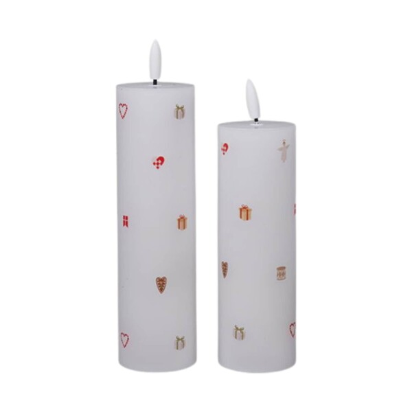 Det Gamle Apotek LED svíčka Christmas Holidays Ø 5 cm – set 2 ks, bílá barva, vosk