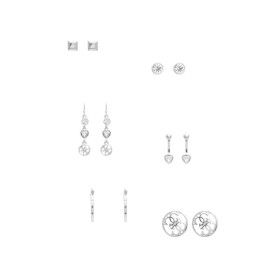 GUESS náušnice Kandence Silver-Tone Stud Earrings Set Stříbrná