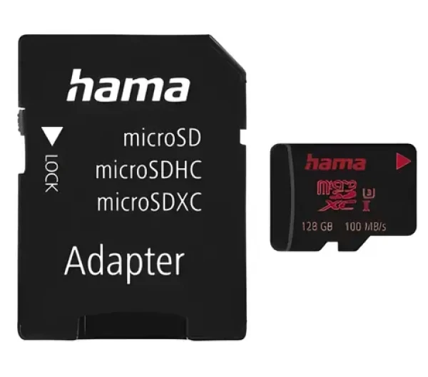 Hama microSDXC 128 GB + adaptér / Paměťová karta / Class 10 / UHS-I U3 / 80 MB/s